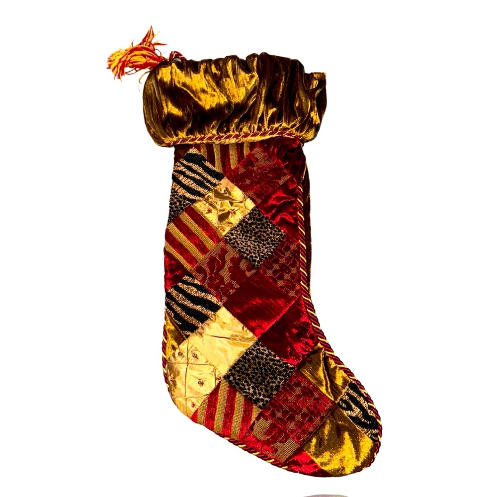 Villa Bacci Beautiful Vintage Decorative Stocking: Gold and Red: Super Detailed